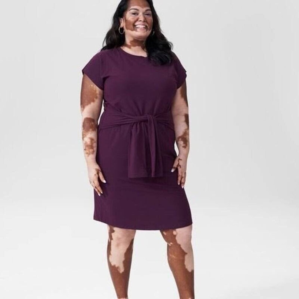 Universal Standard Misa Jersey Tie Dress Eggplant Purple 2XS 6-8 Cotton